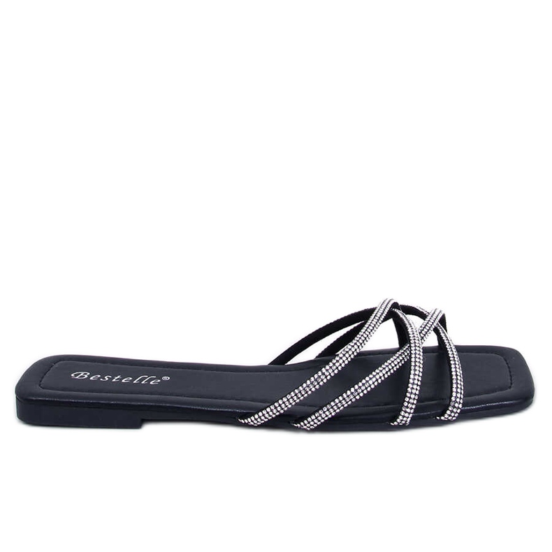 Rexha Chanclas negras con strass negro