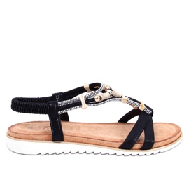 Montier Sandalias cuentas negras negro