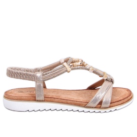 Sandalias Montier doradas con cuentas dorado