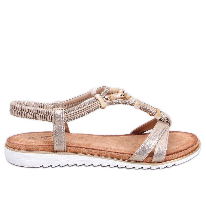 Sandalias Montier doradas con cuentas dorado Sandalias Montier doradas con cuentas dorado