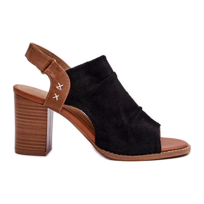 Sandalias Mujer Tacón Alto Calado Negro Rosca Sandalias Mujer Tacón Alto Calado Negro Rosca