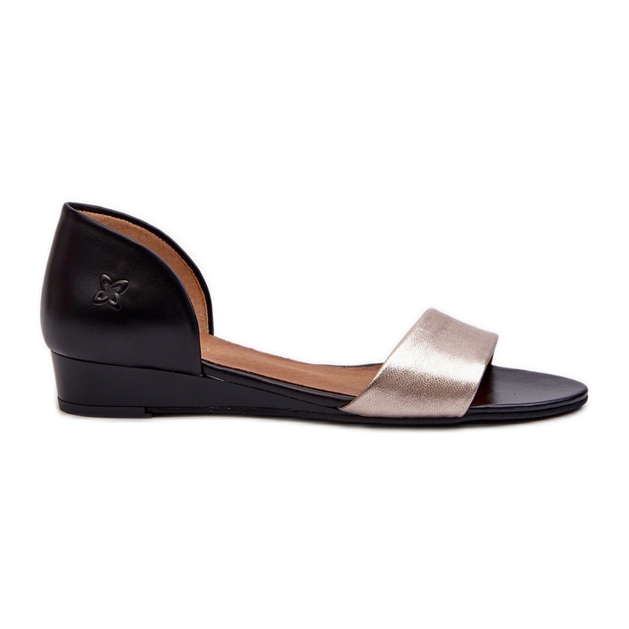 Sandalias de Piel Maciejka 1971-67 Negro y Dorado