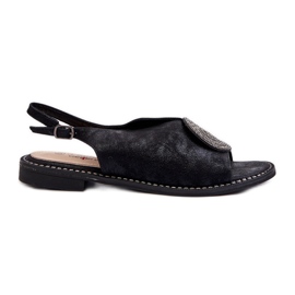 Sandalias De Mujer Con Adorno En Tacón Plano S.Barski KV24-057 Negro