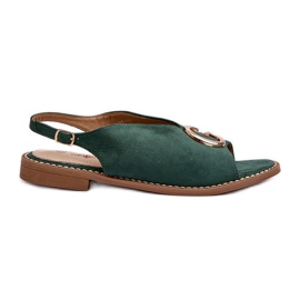 Sandalias Mujer Elegantes Con Adorno, Ante Ecológico S.Barski KV27-058 Verde