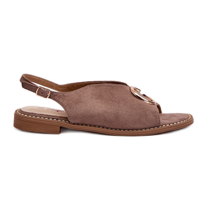 Sandalias Mujer Elegantes Con Decoración Ante Eco S.Barski KV27-058 Marrón