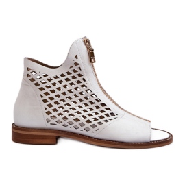 Zazoo 977/L Sandalias Piel Calada Con Cremallera, Blanco