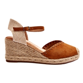 Joia Sandalias Alpargatas De Ante Con Cuña Y Trenza Camel marrón