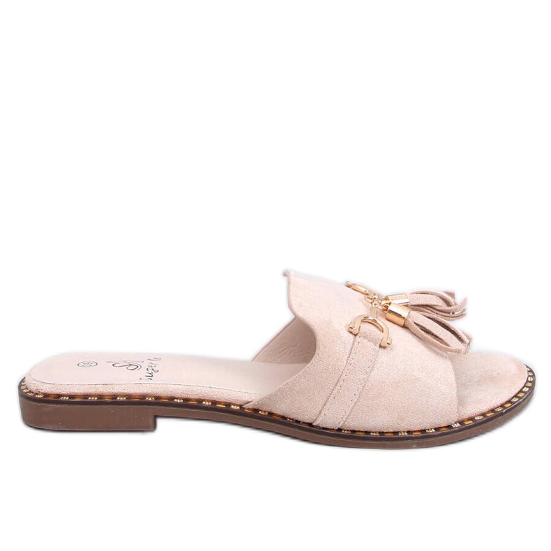 Lapierr Chanclas beige con flecos