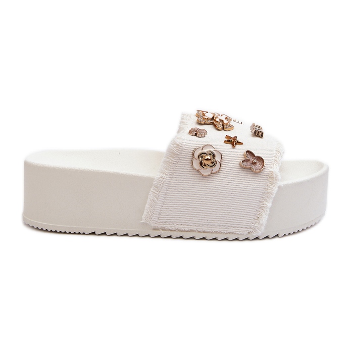 Chanclas De Mujer Con Plataforma Y Pins, Blanco Zranesia