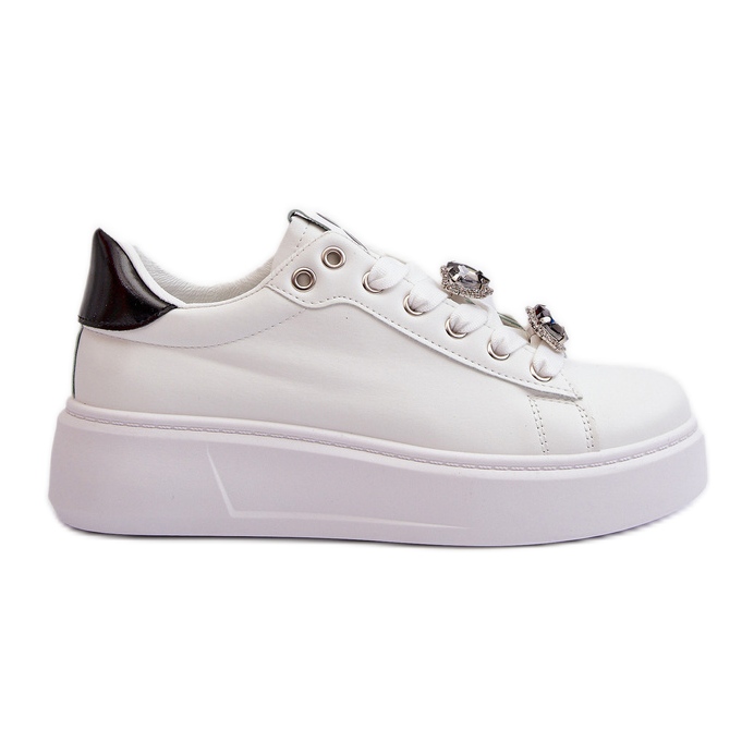 Zapatillas De Mujer Con Plataforma Y Pins De Corazón, Blanco Azamia