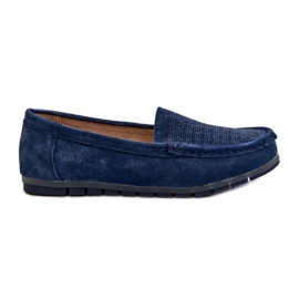 Mocasines Mujer Ante, Azul Marino S.Barski LR755