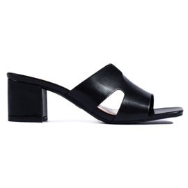 Chanclas de mujer negras con tacón negro Chanclas de mujer negras con tacón negro