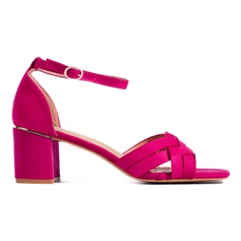 Sandalias tacón ante rosa