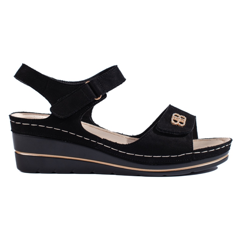Sandalias de cuña de ante negras negro