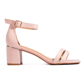 Sandalias tacón ante rosa