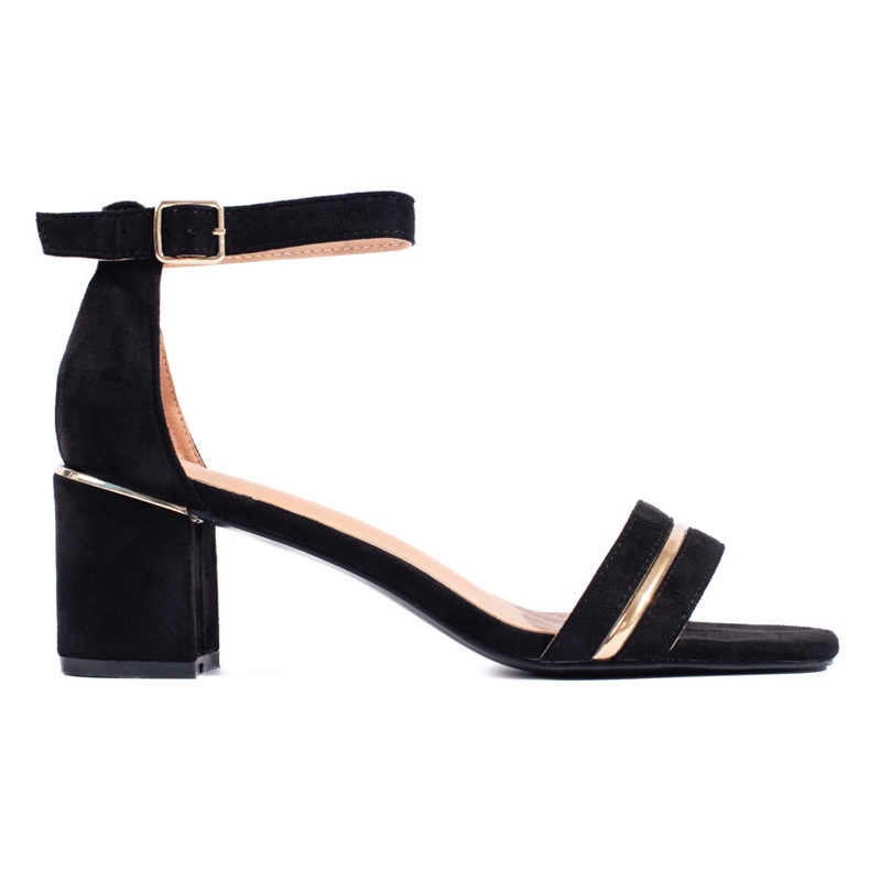 Sandalias de tacón de ante negro