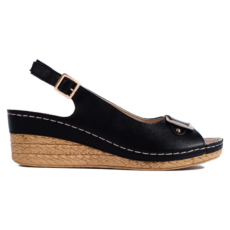 Sandalias alpargatas cuña baja negras negro