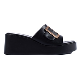 Zapatillas cuña mujer negras negro