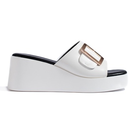 Sandalias cuña mujer blancas blanco