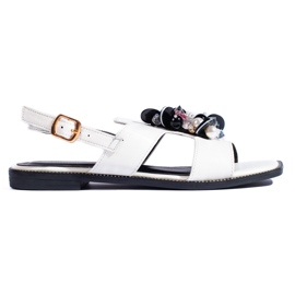 Sandalias de mujer blancas con adorno. blanco Sandalias de mujer blancas con adorno. blanco