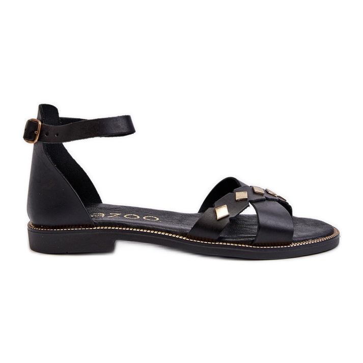 Zazoo 40378 Sandalias Planas Mujer Piel, Negro Zazoo 40378 Sandalias Planas Mujer Piel, Negro