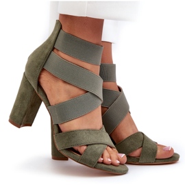 Sandalias De Mujer De Tacón Alto Con Tiras, Obissa Verde