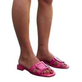 Chanclas rosas con aplicación de piel Wilia rosado