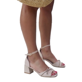 Sandalias de tacón con plantilla de piel Asila beige
