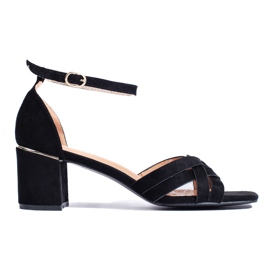 Sandalias tacón ante negro