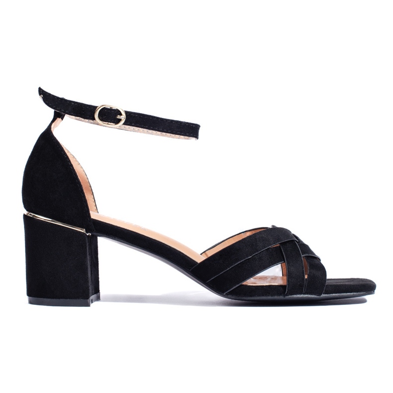 Sandalias tacón ante negro