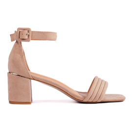 Sandalias tacón ante beige marrón