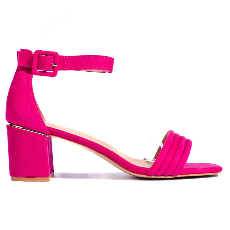Sandalias tacón ante fucsia rosado