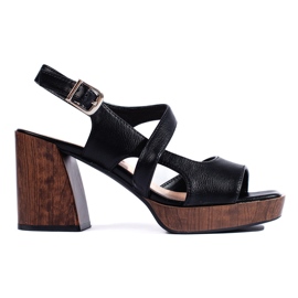 Sandalias negras con tacón ancho de Sergio Leone negro