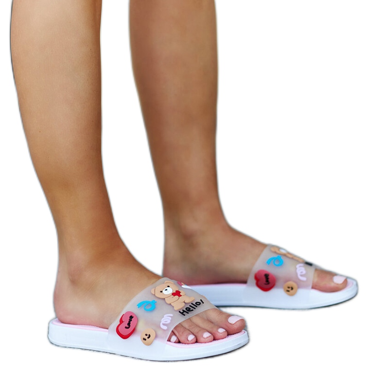 Pantuflas rosas con parte superior de goma Diaspa rosado