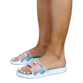 Pantuflas color menta con parte superior de goma Diaspa azul