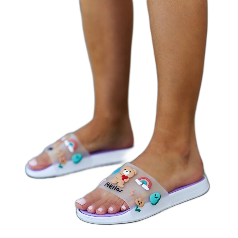 Pantuflas Diaspa moradas con parte superior de goma violeta