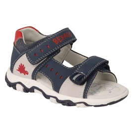 Sandalias infantil befado con velcro, aplicación de piel 170P097, azul marino