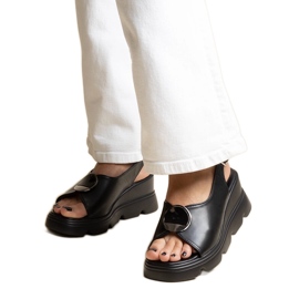 Sandalias cuña Bayley con hebilla negra negro