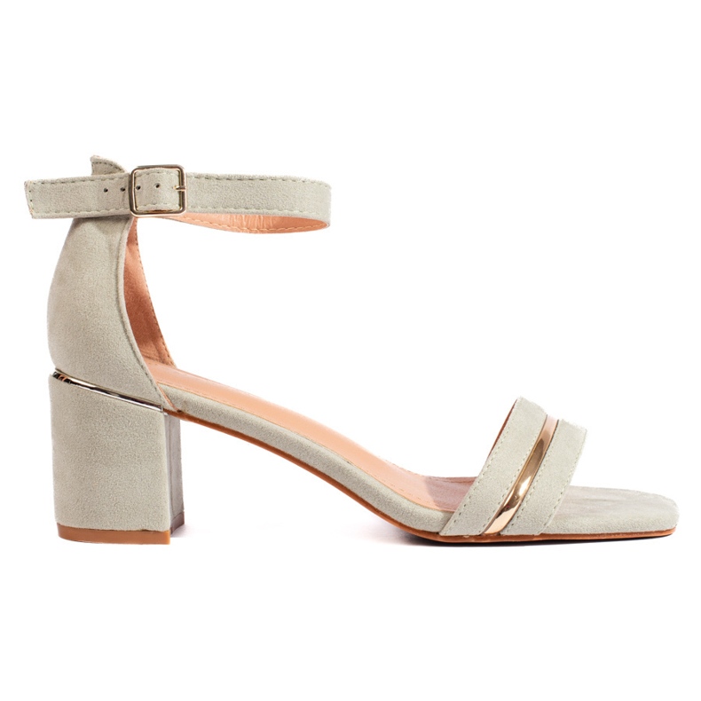Sandalias tacón mujer ante verde oliva