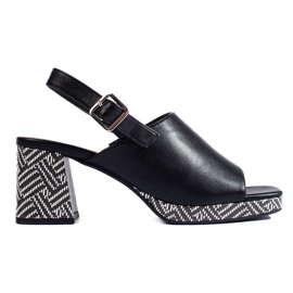 Sandalias negras de tacón alto con estilo de Sergio Leone negro