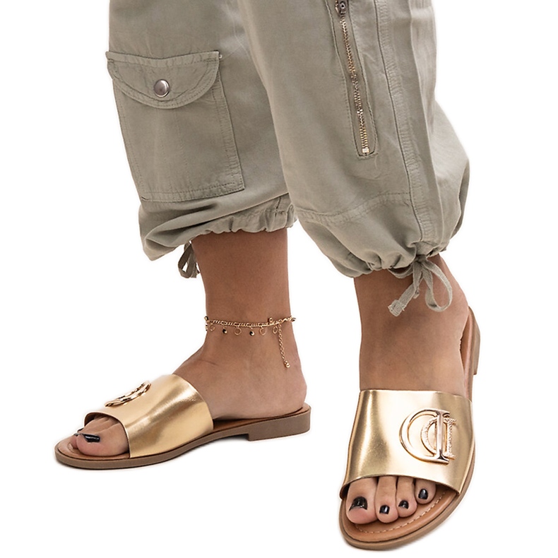 Chanclas Almeita hebilla dorada dorado