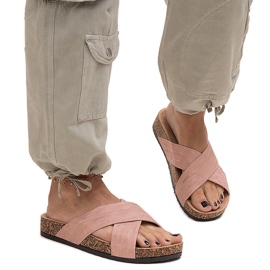 Zapatillas con suela de corcho brillo Ribera rosa