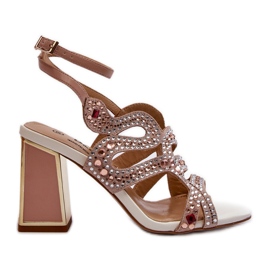 S.Barski Sandalias Mujer Decoradas Tacón Alto D&amp;A CR952 Rosa