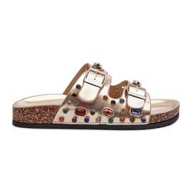 Chanclas de Mujer Decoradas con Hebillas S.Barski MY121 Dorado