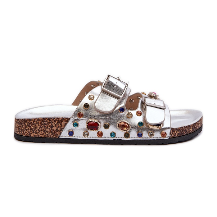 Chanclas de Mujer Decoradas con Hebillas S.Barski MY121 Plata