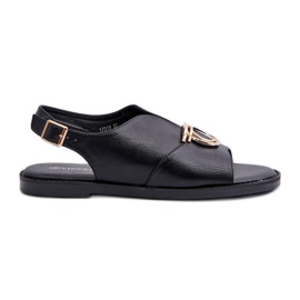 Sandalias Planas De Mujer Con Adorno Dorado Vinceza 17319 Negro