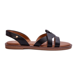 Sandalias Planas de Mujer Fabricadas en Piel Ecológica Vinceza 17347 Negro