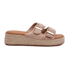 Chanclas de mujer con ante ecológico trenzado Beige Zaloemi