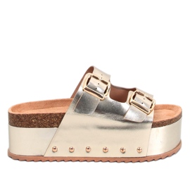 Chanclas Galzai Gold plataforma corcho dorado Chanclas Galzai Gold plataforma corcho dorado