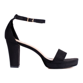 Sandalias tacón mujer ante negro